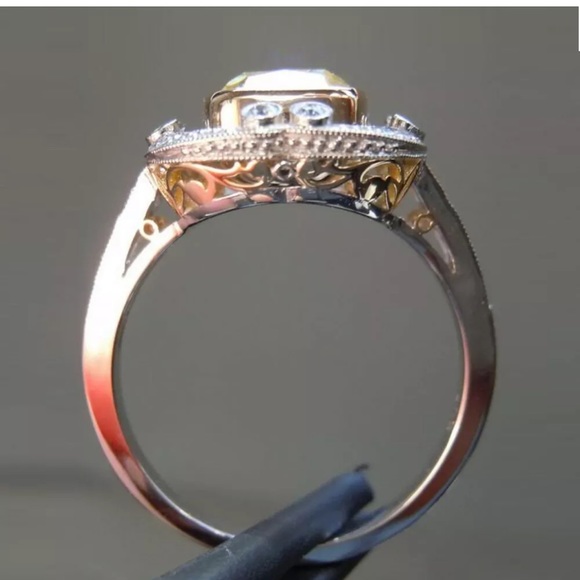 925 Silver Wedding Engagement Ring Citrine Ring - Picture 3 of 5